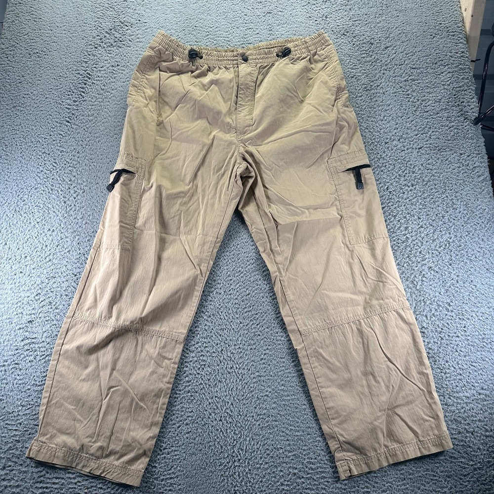 St. John's Bay Pant Mens 40x30 Brown Cotton Cargo Straight Leg Workwear Utility